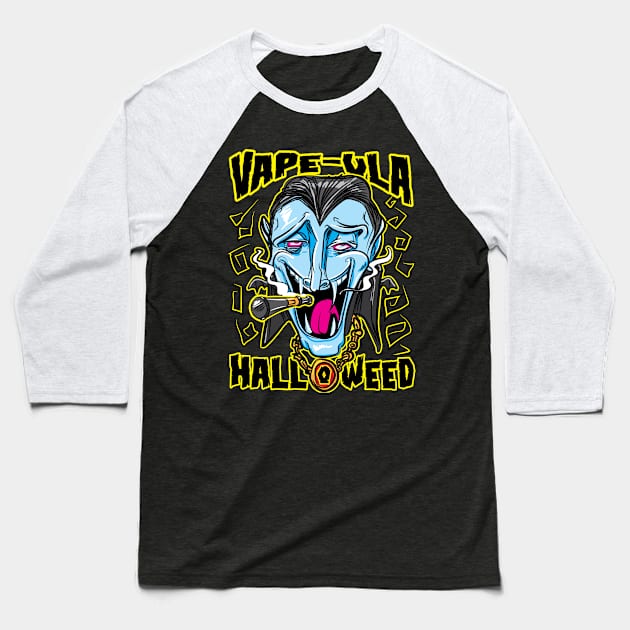 Happy Halloweed with Count Vape-ula the Vape-pire Baseball T-Shirt by eShirtLabs